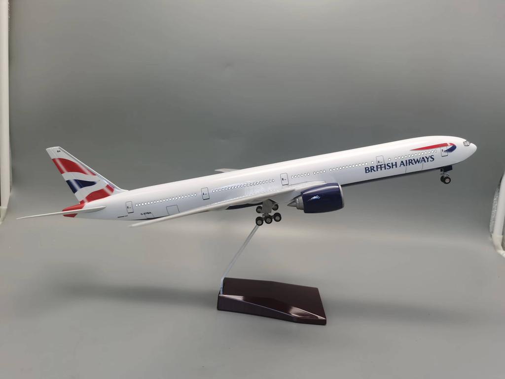 47CM 1/157 Scale B777 BRITISH Airways Airlines777 Model Plane With Lights& Wheels Base Diecast Resin Airplane Home Display Colle