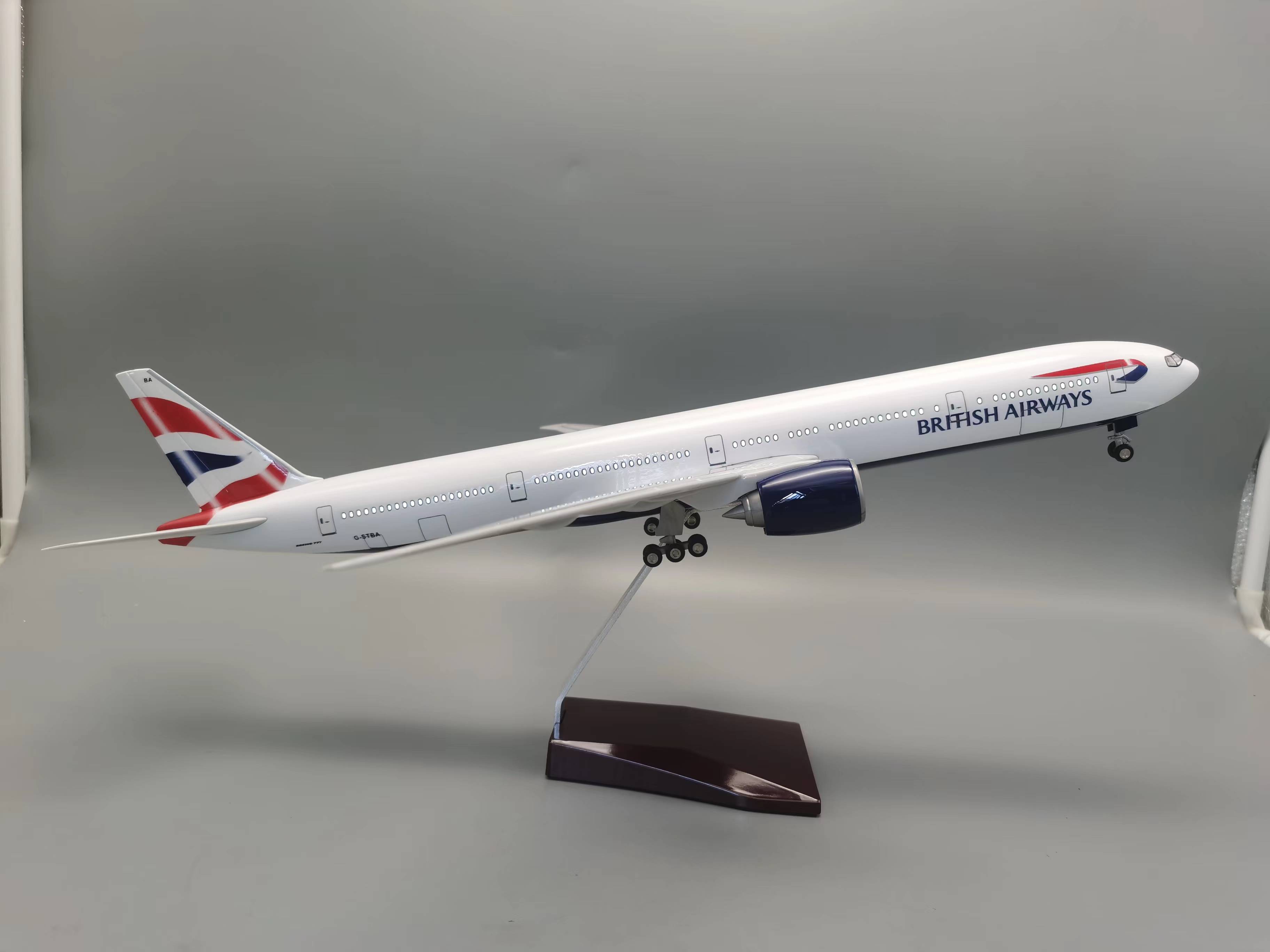 

47СМ 1/157 Масштаб B777 BRITISH Airways Airlines777 Модель самолета С огнями и колесами Основа Литой смоляной самолет Домашний дисплей Коллекция NO LED