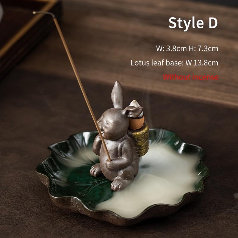 Ceramic Backflow Incense Burner Frog Elephant Rabbit Incense Holder Incense Stand Ornament