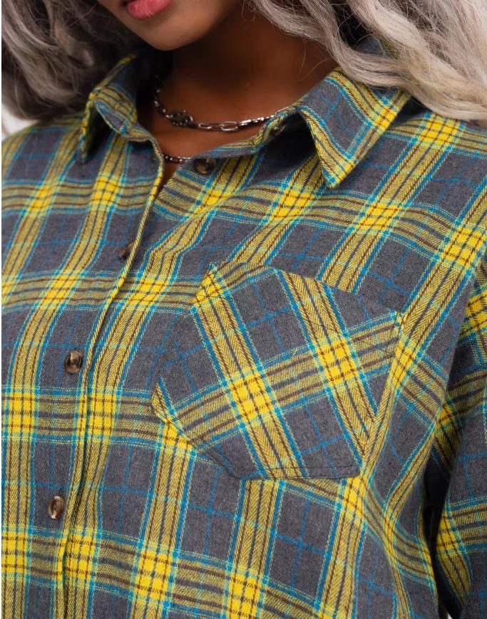 2025 Autumn Retro Plaid Lapel Loose Long Sleeve Women's Shirt