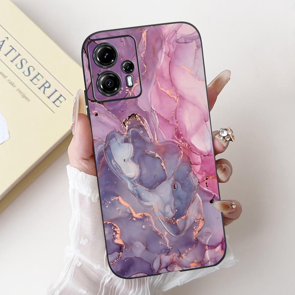 For Moto G13 G14 G15 Phone Cover For Motorola Moto G14 Case Silicone Luxury Fashion Flowers Love Cute Funny Cool Painted Bumper