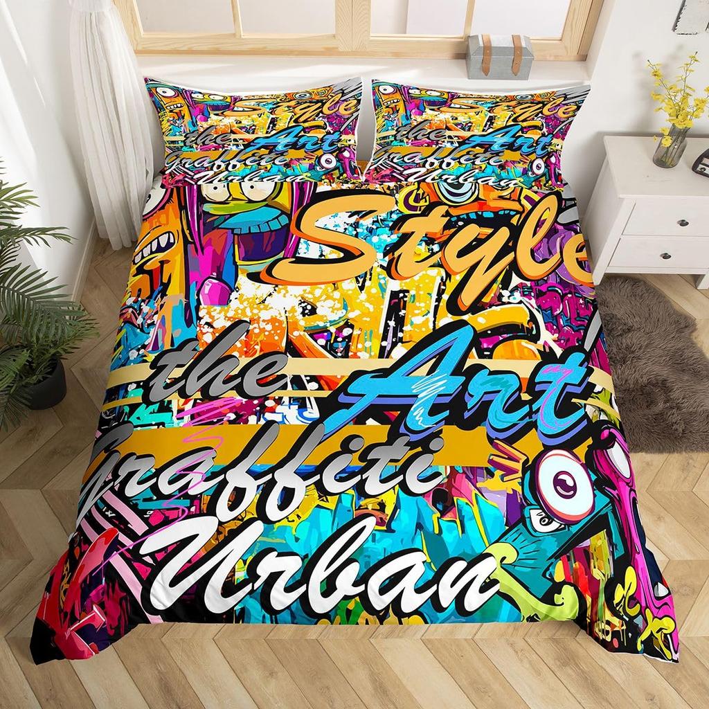 Feelyou Cartoon Car Kids Bedding Set Construction Bedding Duvet Cover Set Boys Decor Equipment Trucks Comforter Cover Set Excavator Tractor