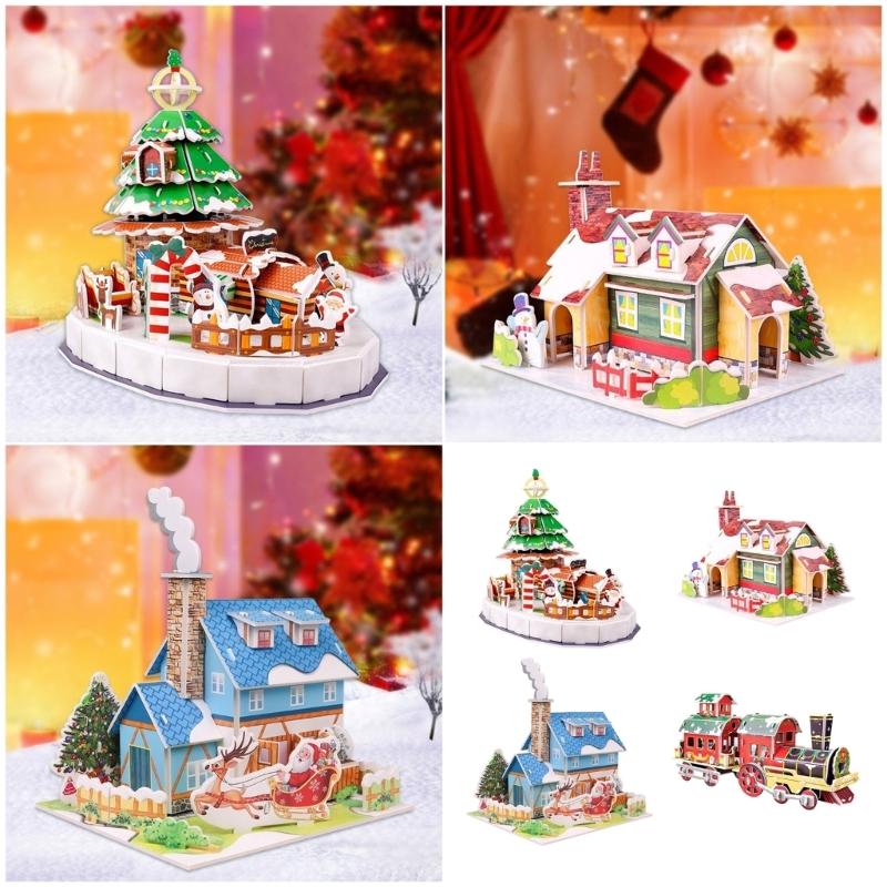 Kreative Weihnachts-Puzzle-Bastelsets für Kinder Handgefertigte Papierornamente Feiertagsdekoration Papierkarten Puzzles