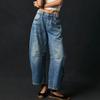 Jeans Feminino Cintura Média Estiloso Jeans Feminino Colorido Degradê Wide Leg com Bolsos Hip Hop Retrô Comprimento no Tornozelo Jeans para Senhoras Tamanho Plus