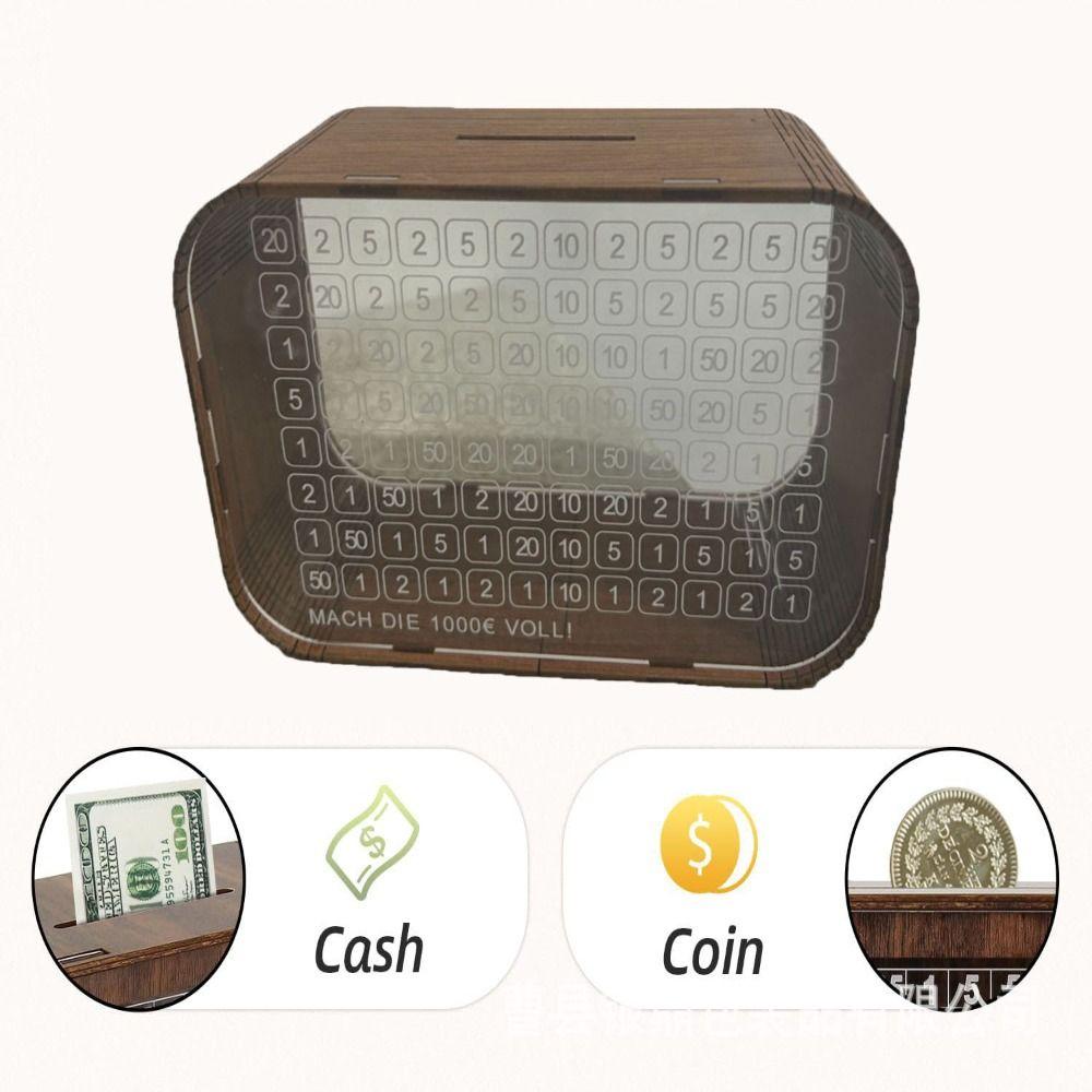 

Многоразовая копилка прозрачная деревянная сберегательная коробка новое хранилище денег