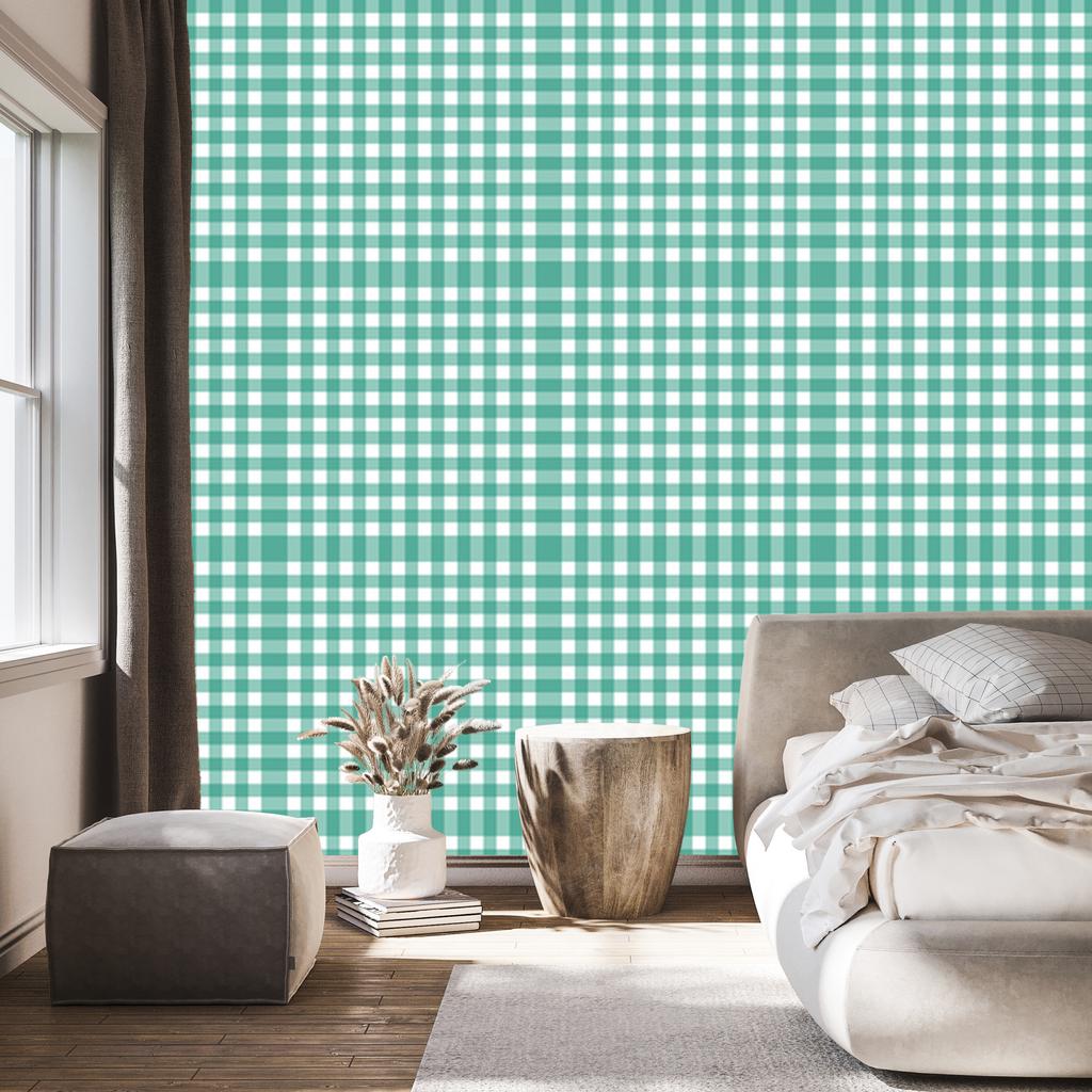 Wallpaper Fabric Pattern Sea and Mint for Living Room and Bedroom 50x1000