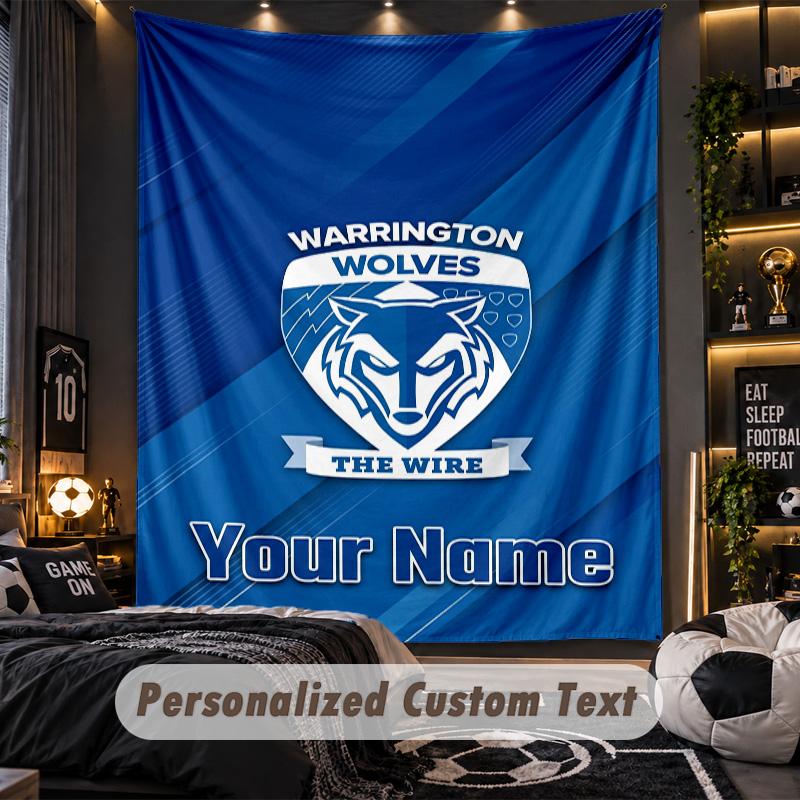 TapestryWarrington Wolves Custom Name Text Personalized Wall Hanging Tapestry Home Wall Decor