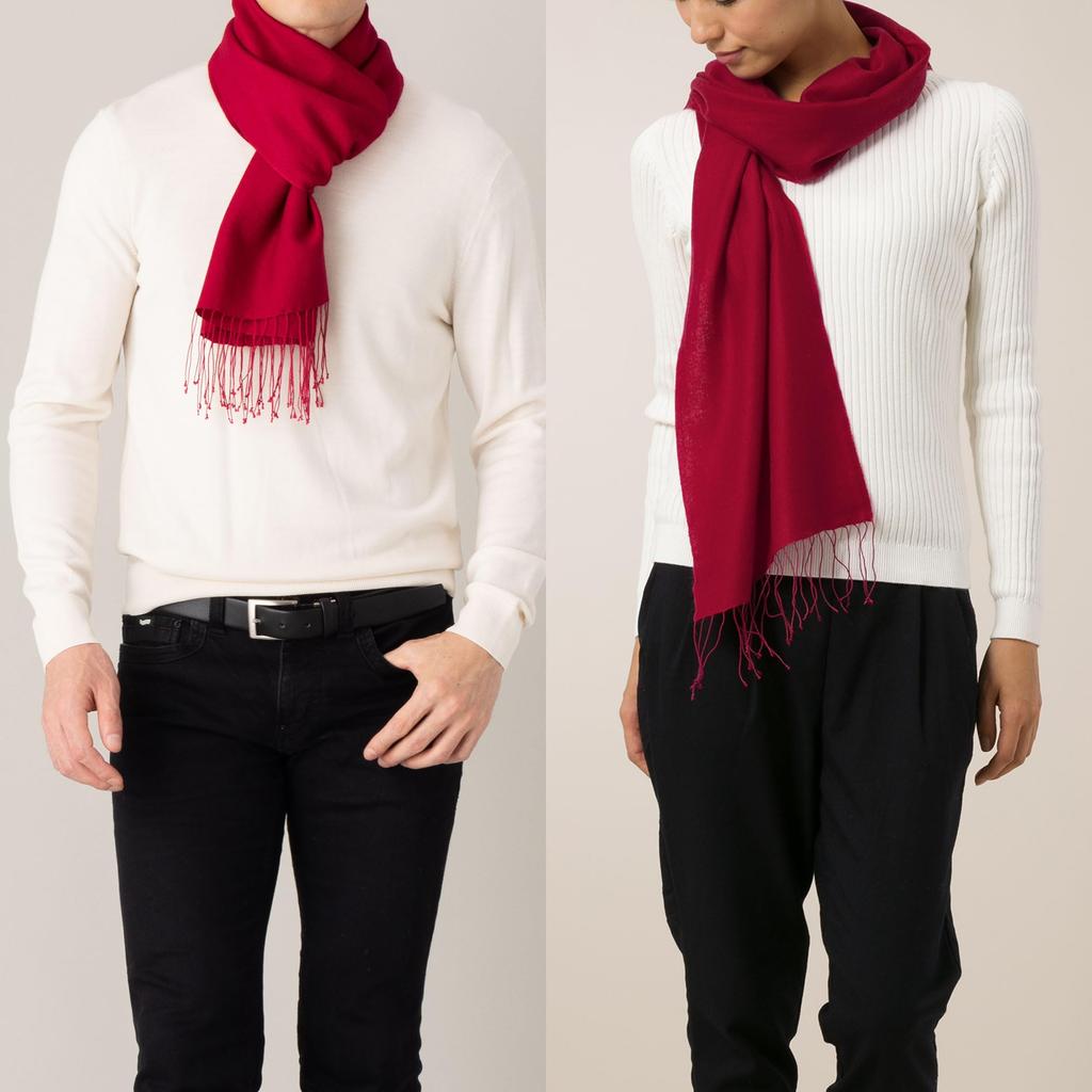 60th Birthday Cashmere and Silk Wine Gift Boxed [Pashmina Collection] Gift, Scarf, Red, 30x170cm,