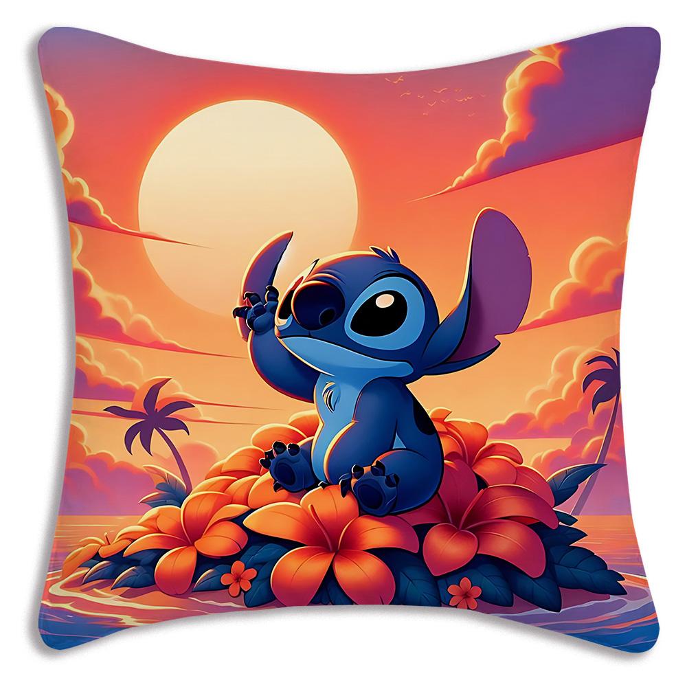 Hot Cartoon Anime S-Stitchs Pillow Covers Cartoon Sofa Decorative Home Double-Sided Printing Short Plush Cute Cushion Cover
