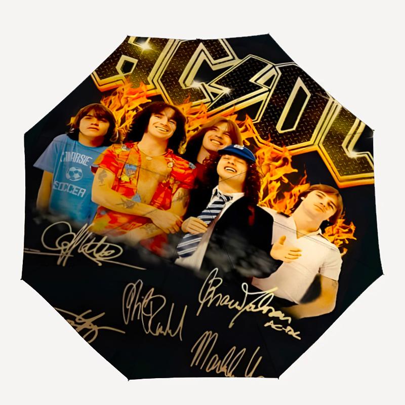 ACDC Theme Automatic Umbrella, Lightweight & Portable, 8 Rib, Perfect for Outdoor Travel, Birthdays, Christmas, Gifts.