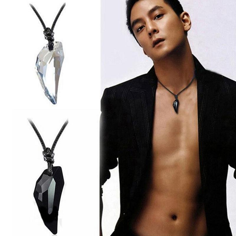 Women Men'S  Wolf'S Tooth Necklace Crystal Natural Stone Pendant Jewelry Gift