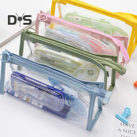 Przezroczysty piórnik z zamkiem błyskawicznym Wodoodporna kosmetyczka do przechowywania makijażu Organizer na artykuły papiernicze dla uczniów do szkoły, biura i podróży