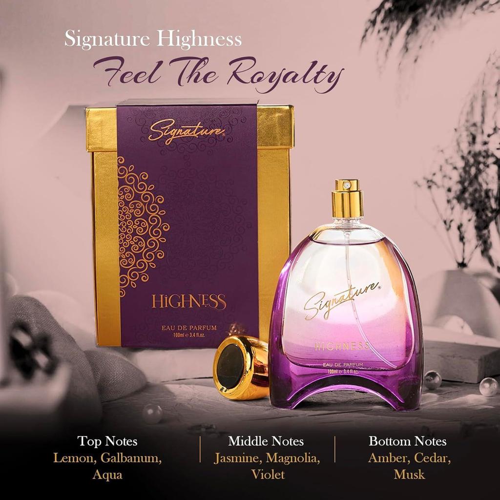 Signature Royal - Highness Eau de Parfum - 100ML | Long Lasting Fragrance for Women | Floral Amber Scent | Luxurious Everyday Wear Perfume