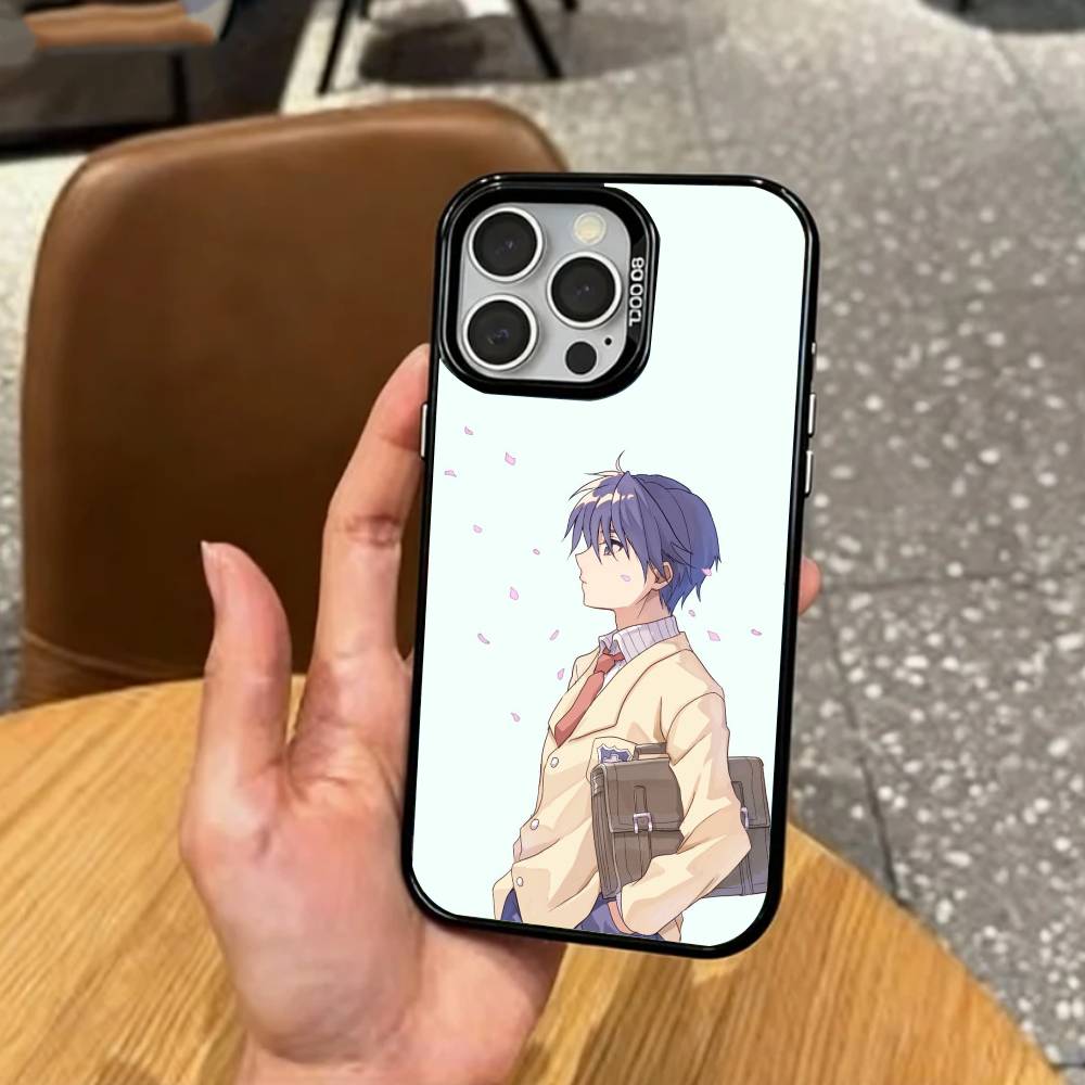 E-Emotional C-Clannad   Phone Case For iPhone17,16,15,14,13,12,11 Plus,Pro Max Colored Silver Plated Inside Cover