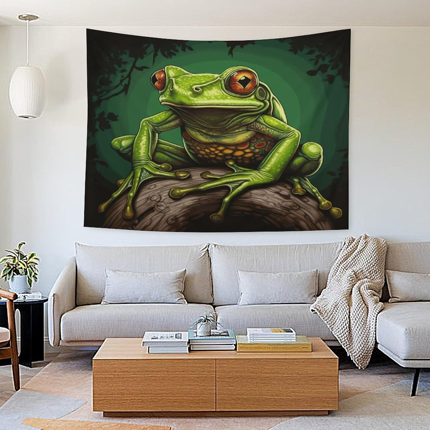 Buyidec tapestry green frog wall painting 75x100