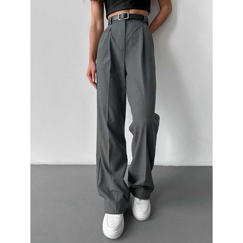 Western Style New Casual Temperament Loose Straight Trousers Suit Pants Solid Color Casual Pants