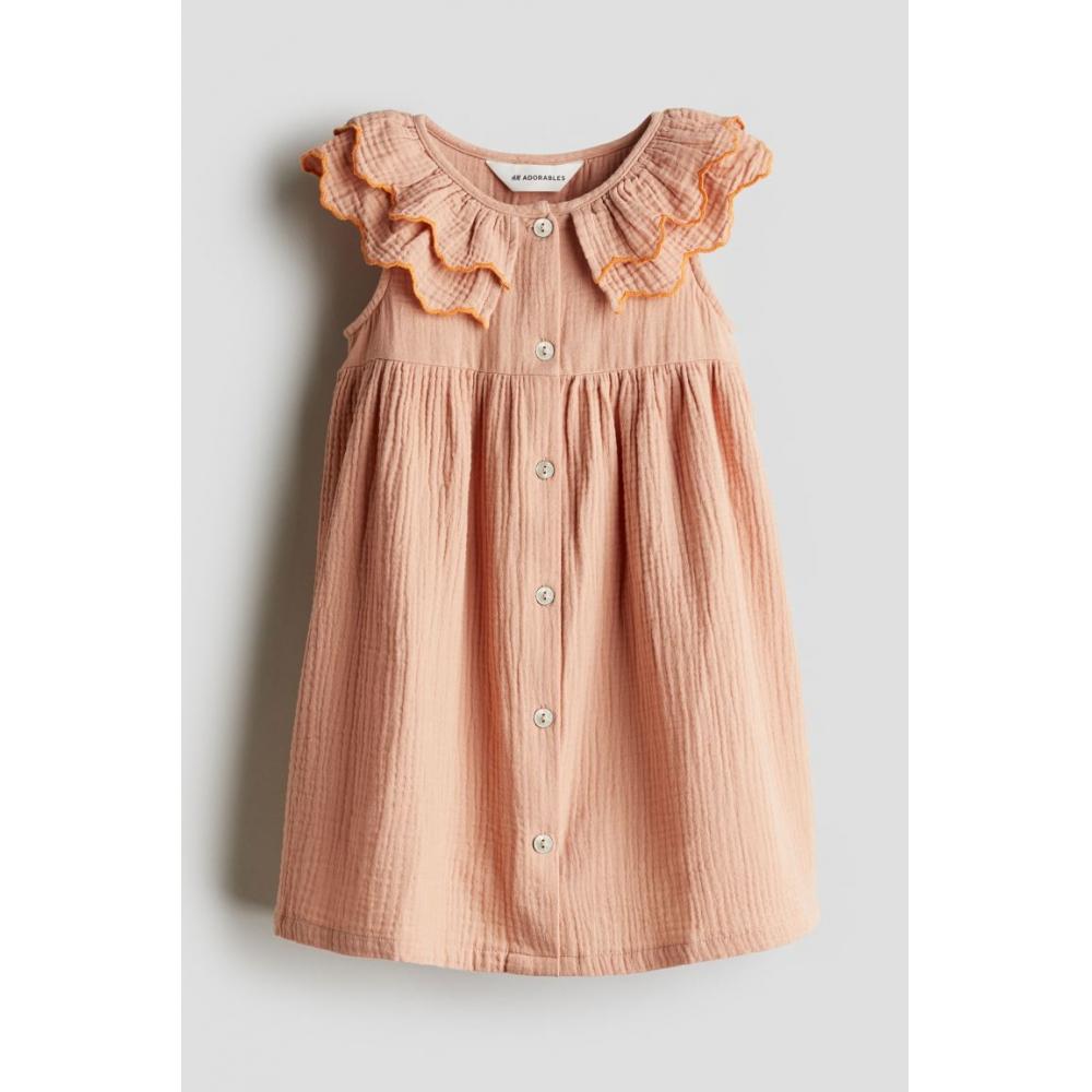 

Платье из хлопкового муслина HM персикового цвета