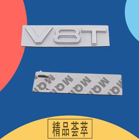 3D V8T V6T V6 V8 T car Hood Fender trunk Rear Bonnet Nameplate Decal Emblem Badge Sticker for A1 A3 A5 A6 A4 A7 Q3 Q5 Q7