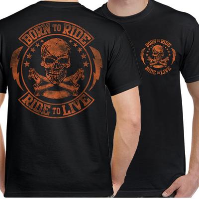 Born To Ride Skull Motorcycle Tattoo Rocker Biker T-Shirt 100% Cotton O-Neck Short Sleeve Summer Casual Mens T-shirt Size S-3XL