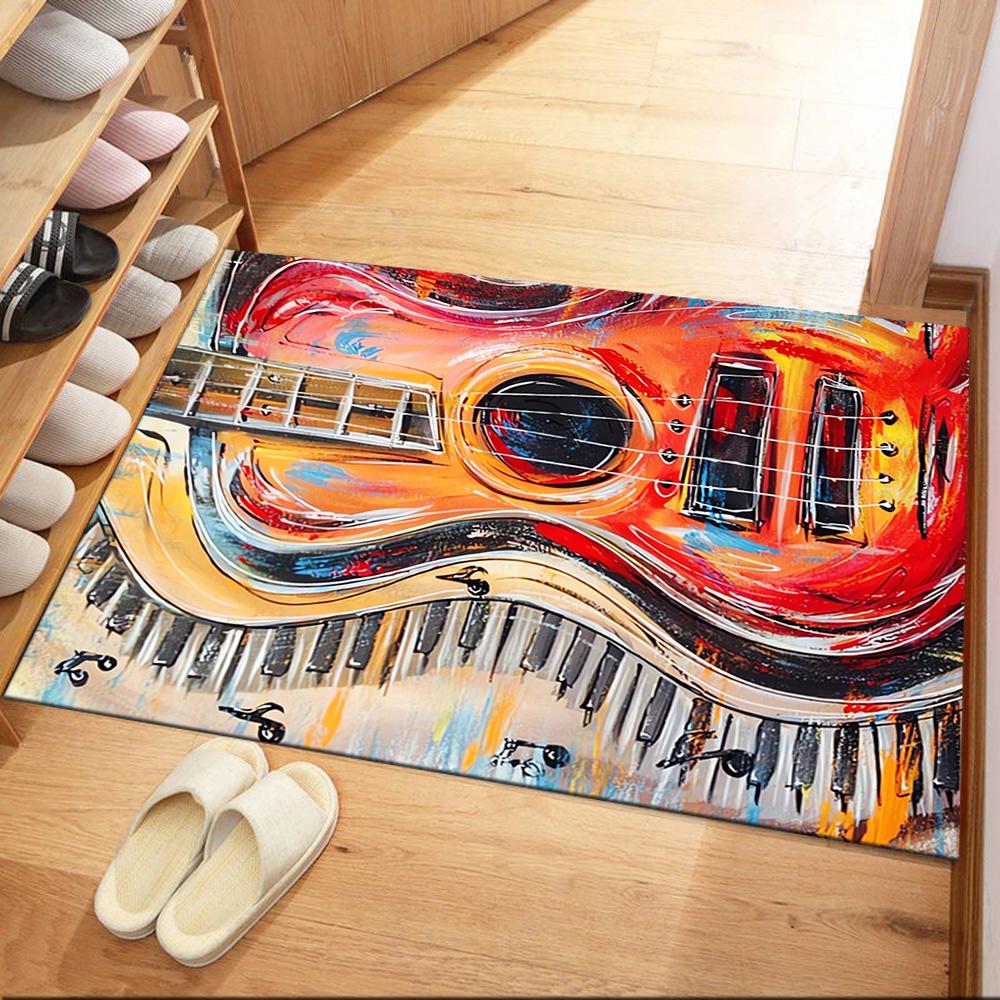Electric Guitar In Flames Floor Mats for Living Room, Bedroom and Room Decoration Are Suitable for Gifts.