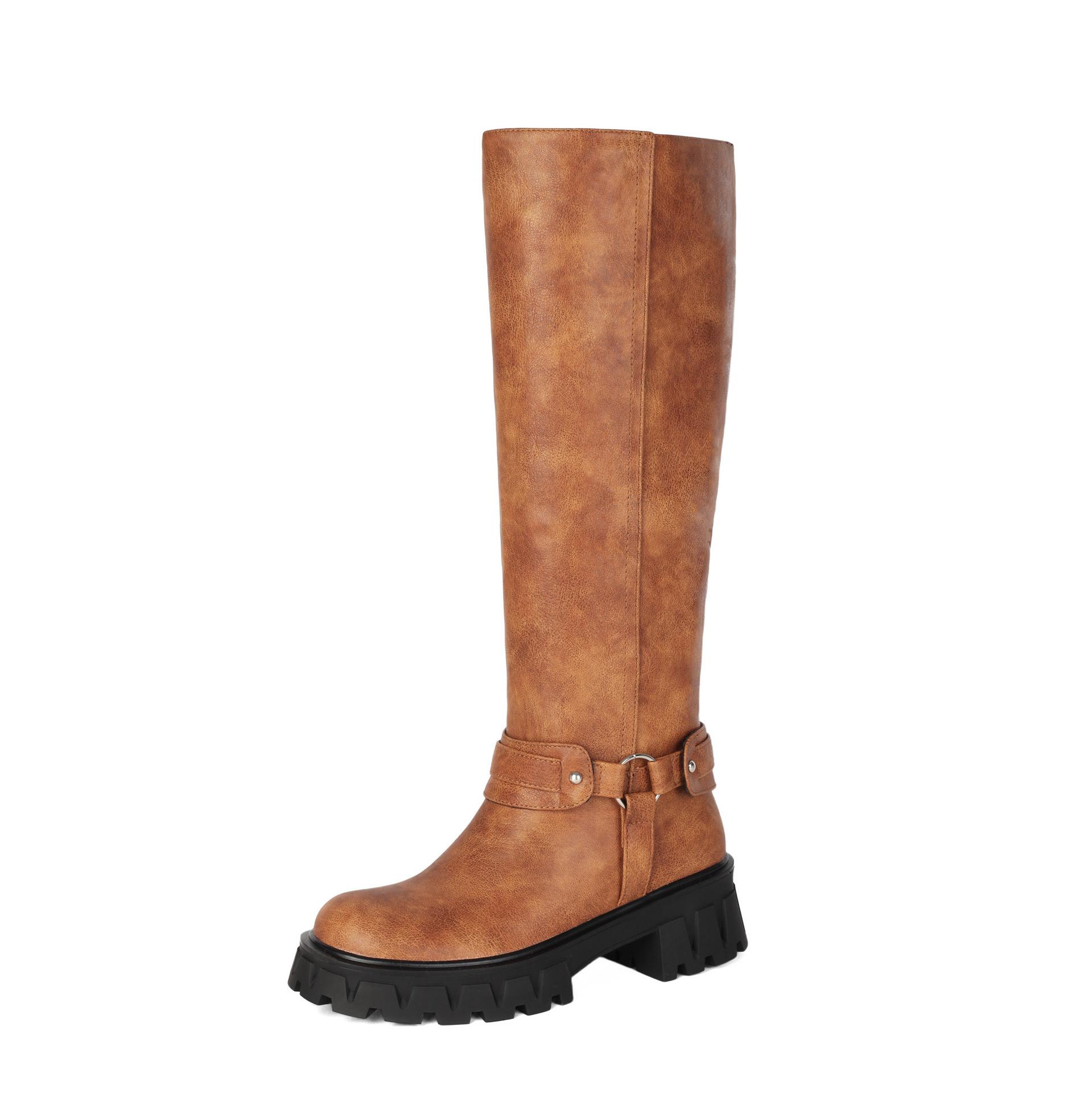 Belt Buckle High Cigarette Boots Medium