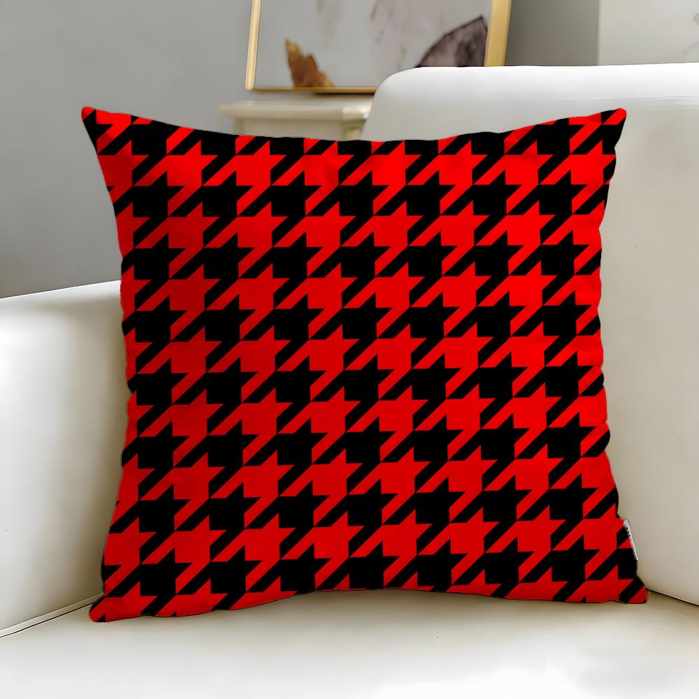 Houndstooth Pattern Cushion Cover Soft  EasyWash Pillow Case  Versatile for Couch Bed Travel and Office