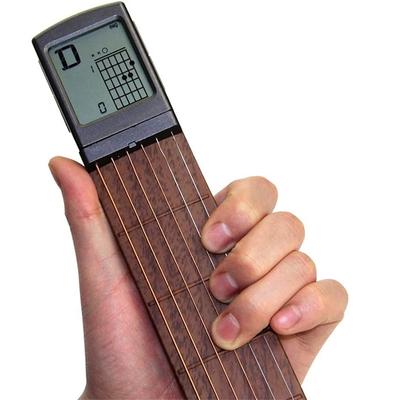Pocket Guitar Chord Practice Tool, přenosná kytara pro začátečníky, trénink s otočnou obrazovkou Chord Chart