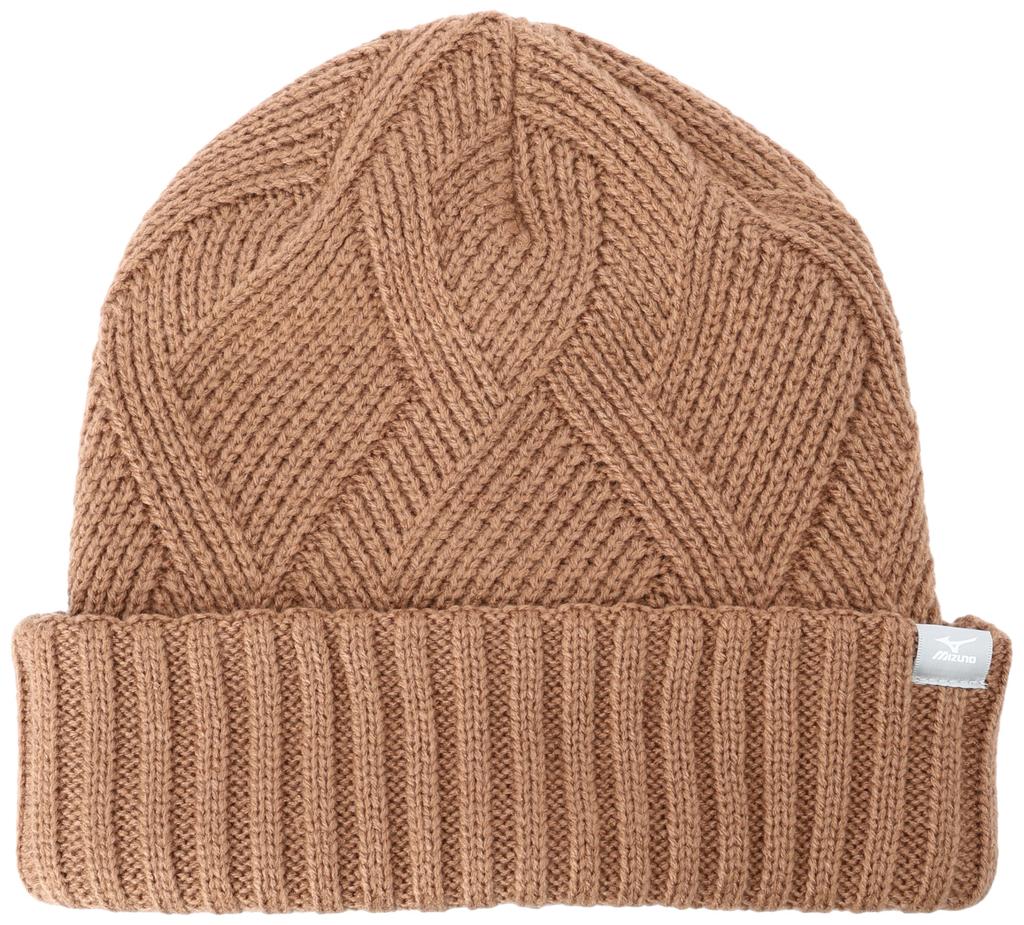 Mizuno Breath Thermo Fluffy Knit and Unisex Cap, Moisture-Wicking Heat-Generating, C2JWA602, Camel, (Head Circumference 55-60cm)