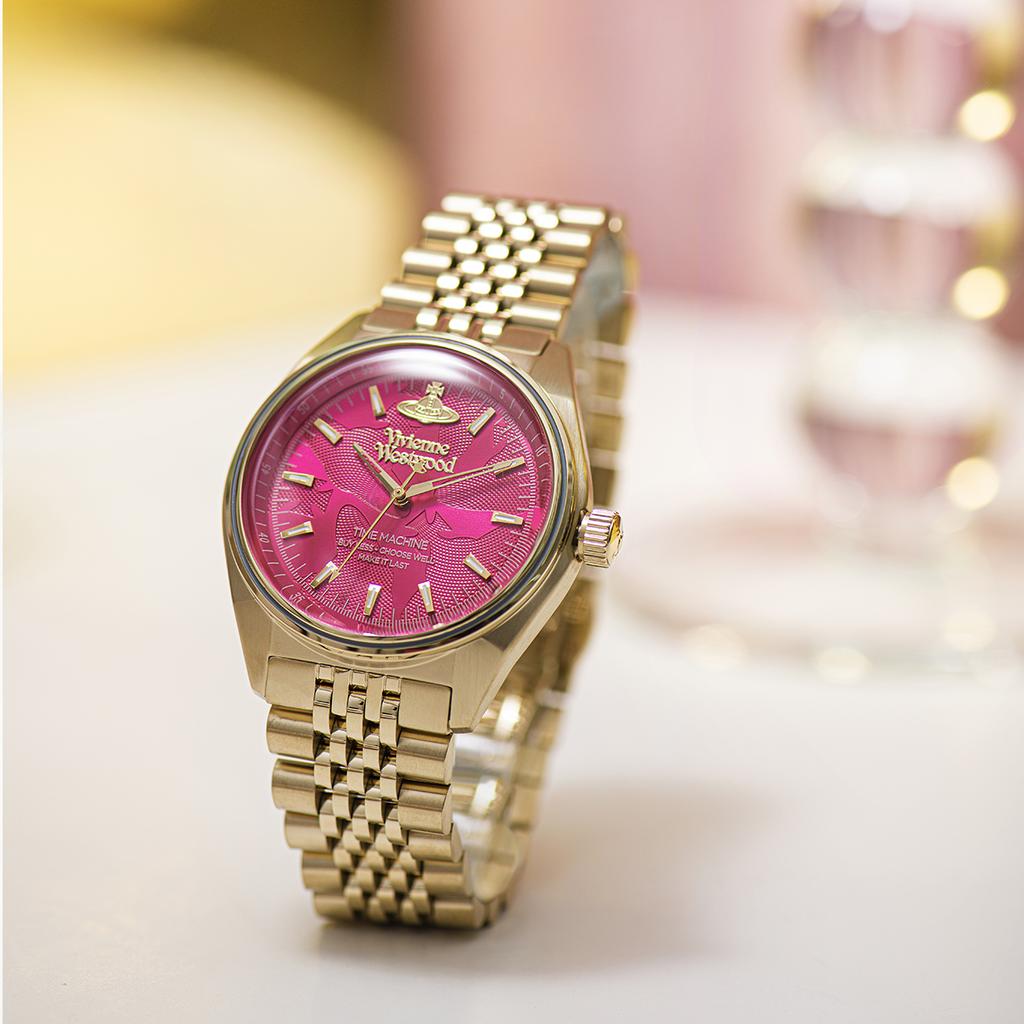 VIVIENNE WESTWOOD Quartz Watch Stainless Steel Strap Pink Dial Gift Box Classic Saturn Women Watches Fuchsia DWVV251RRGD
