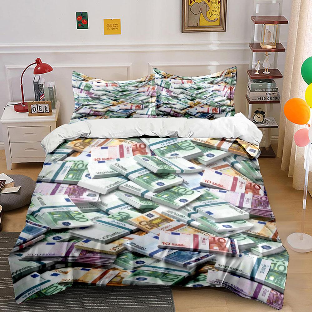 Luxury Money Print Home Decor Bedding Set With 1 Duvet Cover 2 Pillowcases Single Double King Queen, Gift