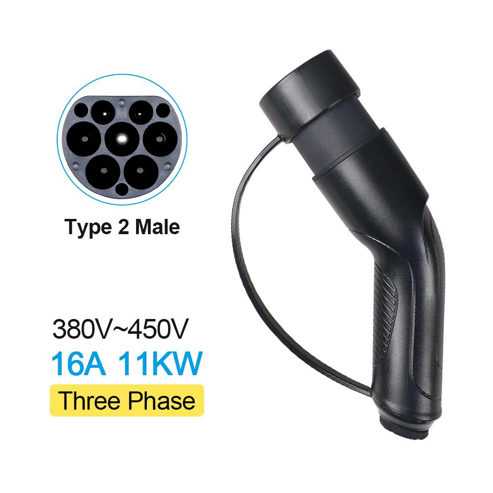 16/32A 3.6/7.2/11/22KW Type 2 EV Charger Plug Adaptor IEC 62169 Male/Female For Charging Station And Eletric Vehicle Connector