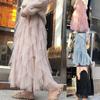 Women Spring Summer Elastic High Waist Long Mesh Skirt Womens  Skirt