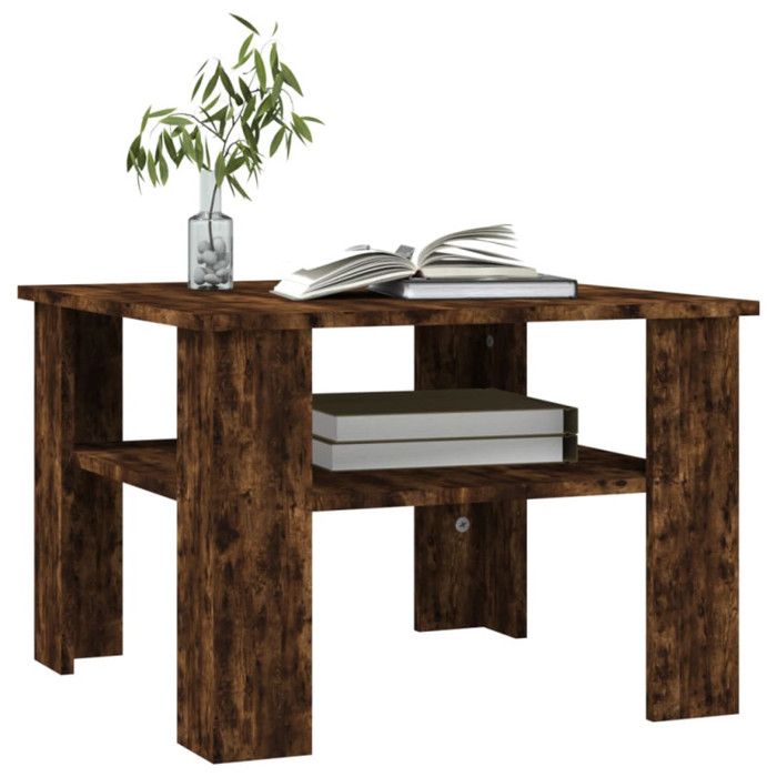 815264 vidaXL Table basse Chêne fumé 60x60x42 cm Bois d'ingénierie