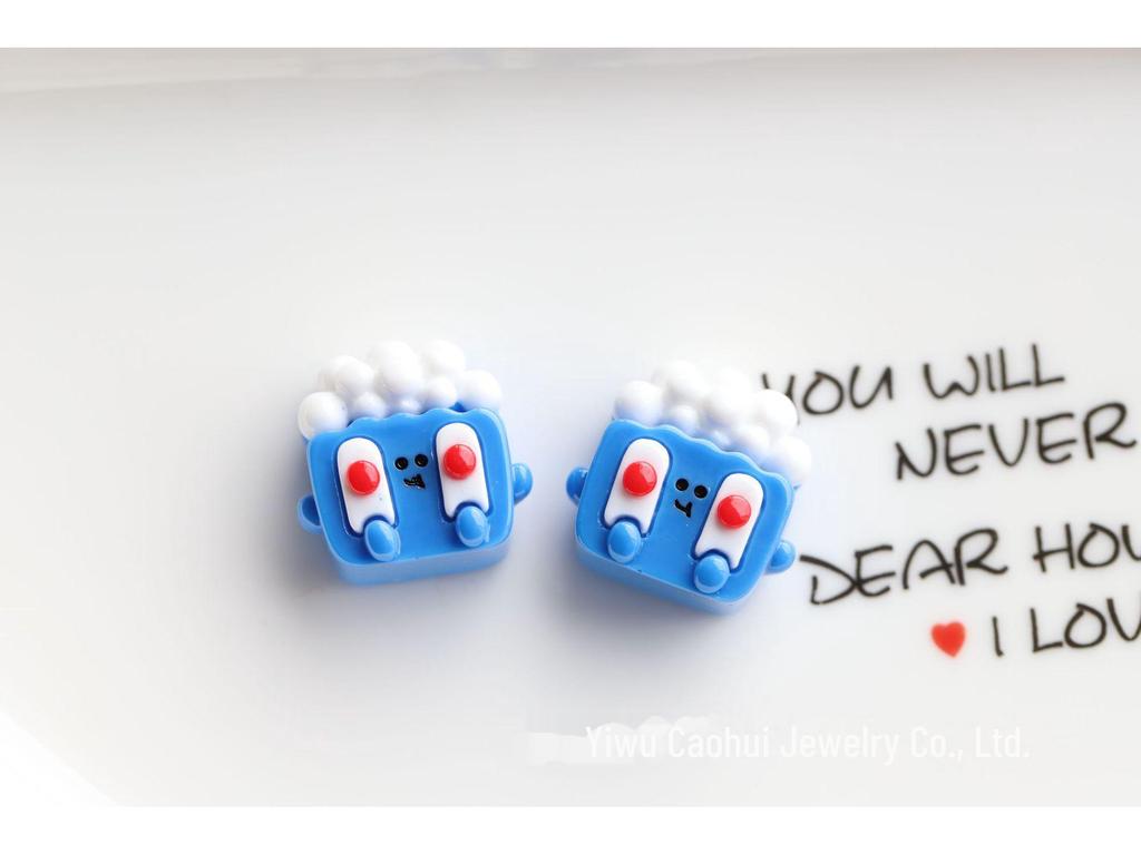 Lipici cremos cu desene animate Blush pentru bijuterii DIY lucrate manual - Temă hamburger și cartofi prăjiți