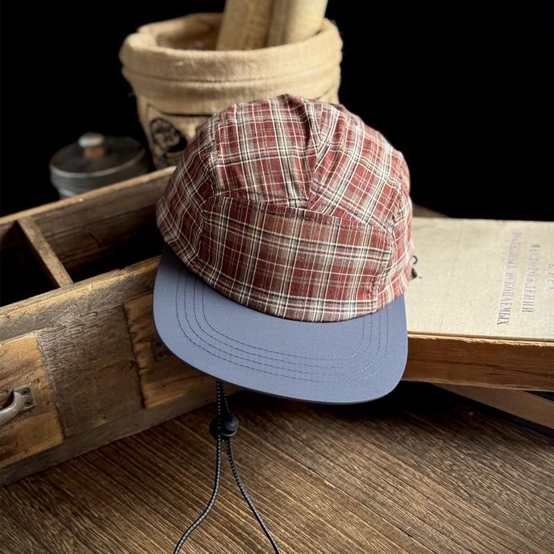 Retro Plaid Baseball Cap Women's Spring Summer Outdoor Breathable Soft Top Couples Versatile Face Slimming Trendy Cap