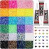24-Grid Mixed Color AB Flat-Bottom Resin Rhinestones Set for DIY Jewelry and Stickers
