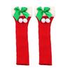 Christmas Fleece Trim Warm Leg Warmers Sweet Plush Balls Bows Knitted Boot Covers Festival Footless Socks for Women