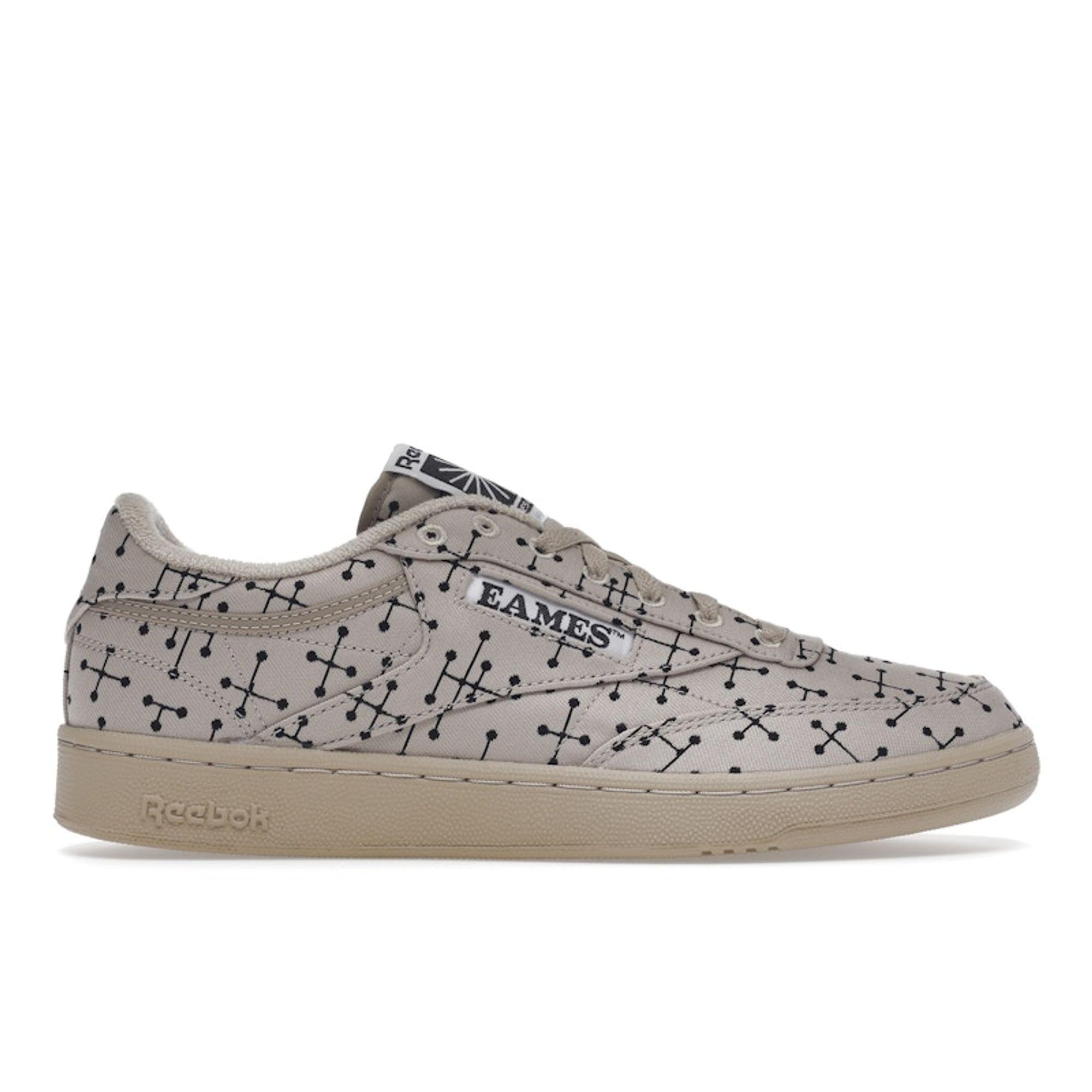Reebok Eames Office x Club C 85 Motivo a Pois Scarpe da Ginnastica Unisex Marrone Beige Moderno Nero Core GY1069 cm