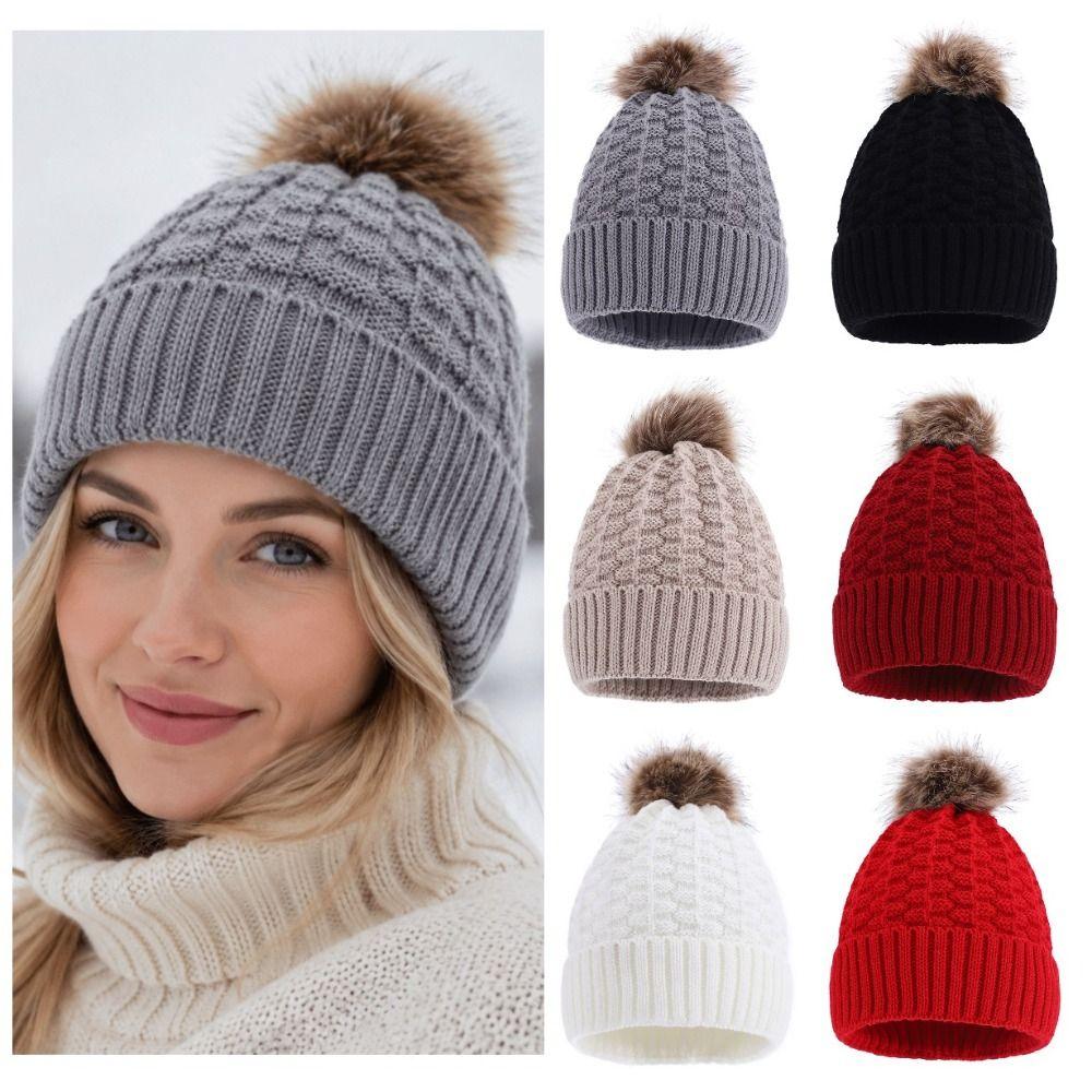 Thicken Knitted Hats Coldproof Crochet Cap Fashion Winter Hat Women