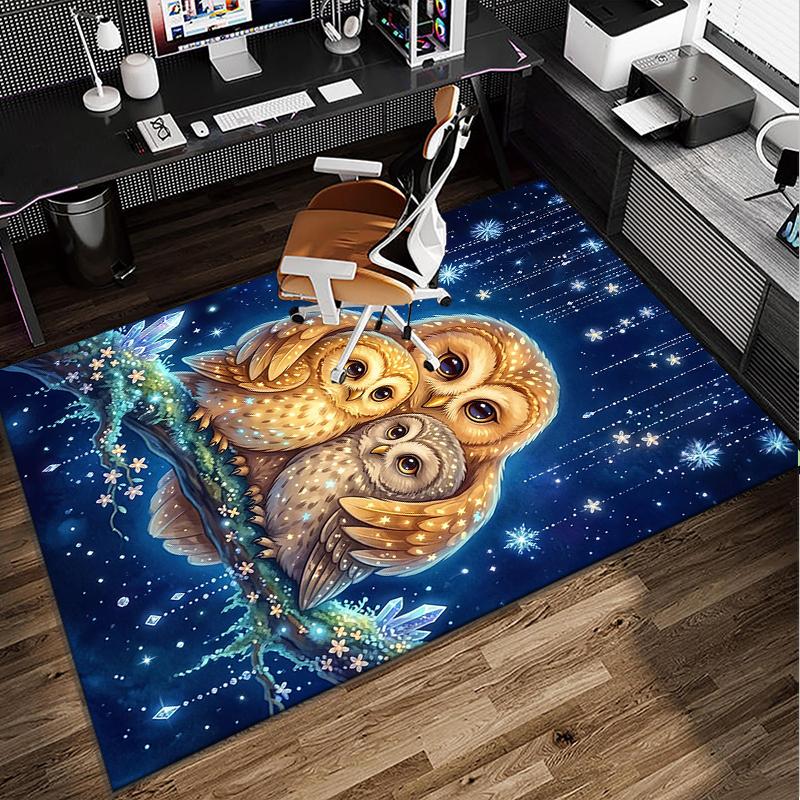 Moonlit Owl Fantasy Office Rug Chair Mat, Entryway Carpet, Suitable for Front Door, Bedroom, Living Room, Desk, Holiday Gift