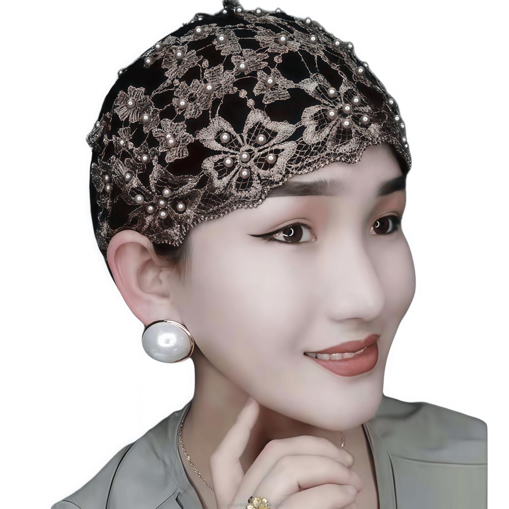 Muslim Women Lace Eco-Friendly Breathable Four Seasons Head Scarf Ladies Arab Islamic Hijab Turban Hat