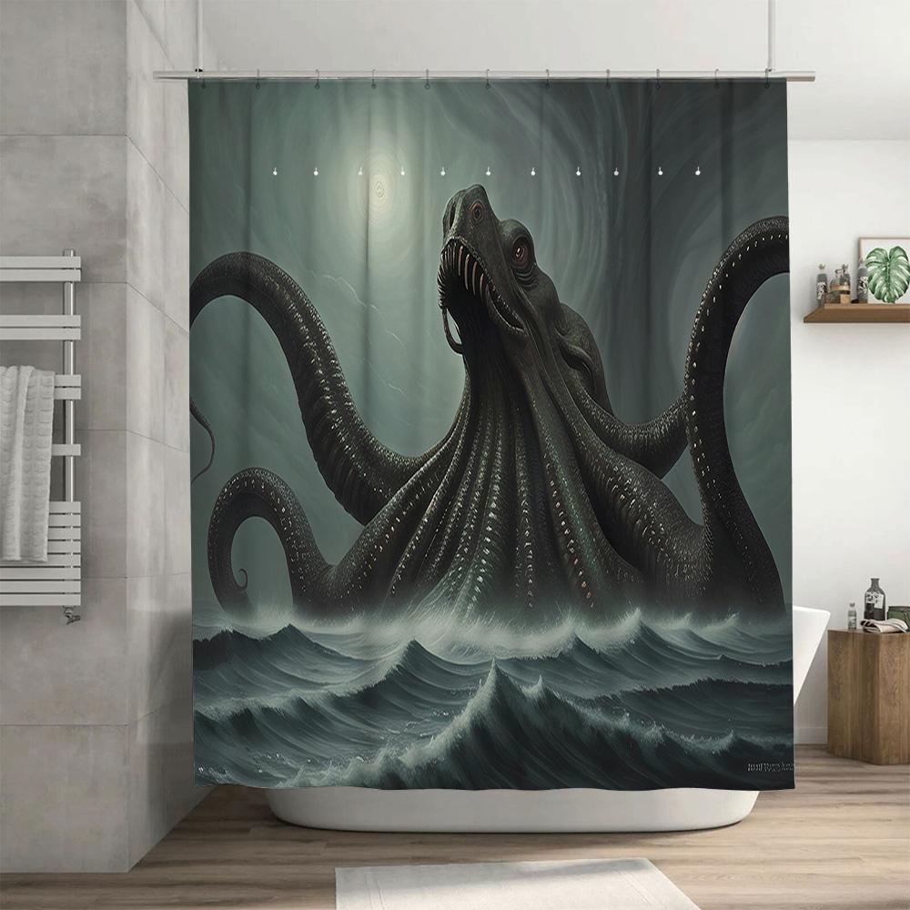 Octopus Bath Curtain SetWaterproof, Non-Slip Shower Curtains for Bathroom Decor Realistic Tentacle Design, Easy Install with Gro
