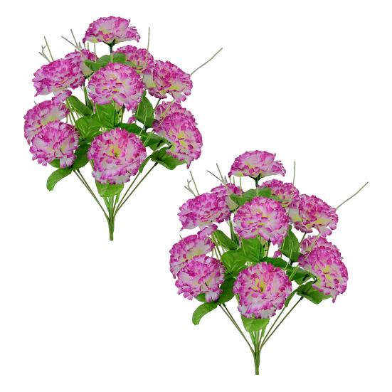2Pcs Artificial Carnation Realistic 12 Head Fake Silk Flower Wedding Party Indoor Outdoor