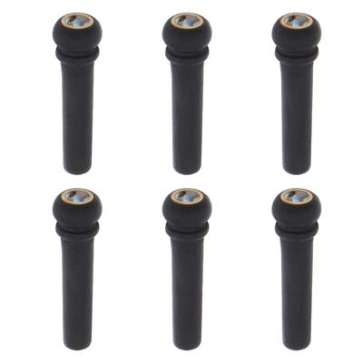 6pcs/lot Ebony Guitar Bridge Pins with Small Abalone Shell Dots