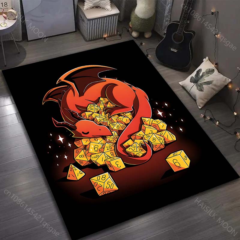 1PC Classic Game Dice Print Carpet Rug for Living Room Bedroom Sofa Doormat Decor Kids Play Home Area Rug Non-slip Floor Mat