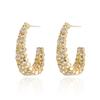 Exquisite Shiny Rhinestone Gold Color Circle Hoop Earrings For Women Temperament Personality Exaggerated Earring Fashion Jewelry