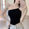 Women Irregular Crop Tank Top Summer Beach Casual Workout Tank Top Solid Color Comfortable Breathable Slim Fit Sleeveless T-Shirts