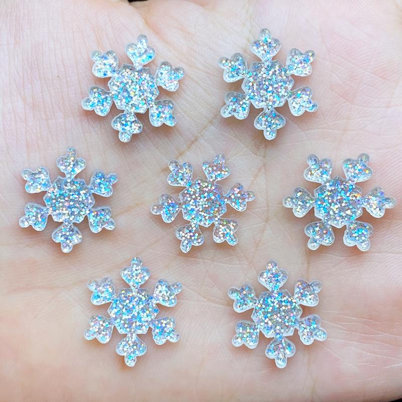 20Pcs New Cute 17mm Resin Mini Shining Snowflakes Flat Back Cabochons Scrapbooking DIY Jewelry Craft Decoration Accessories Q57