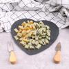 Eco-Friendly Natural Slate Heart Shape Cheese Cutting Board with Fork and Cheese Cutter AccessoriesIdeal for Cutting Foods
