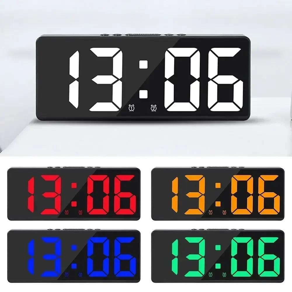 Modern LED Digital Clock with Large Display, Alarm, Temperature, Calendar & Nightlight for Bedside Decor